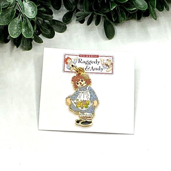 Classic Raggedy Ann Enamel Charm Pendant Gold-Tone Finish - Picture 1 of 4